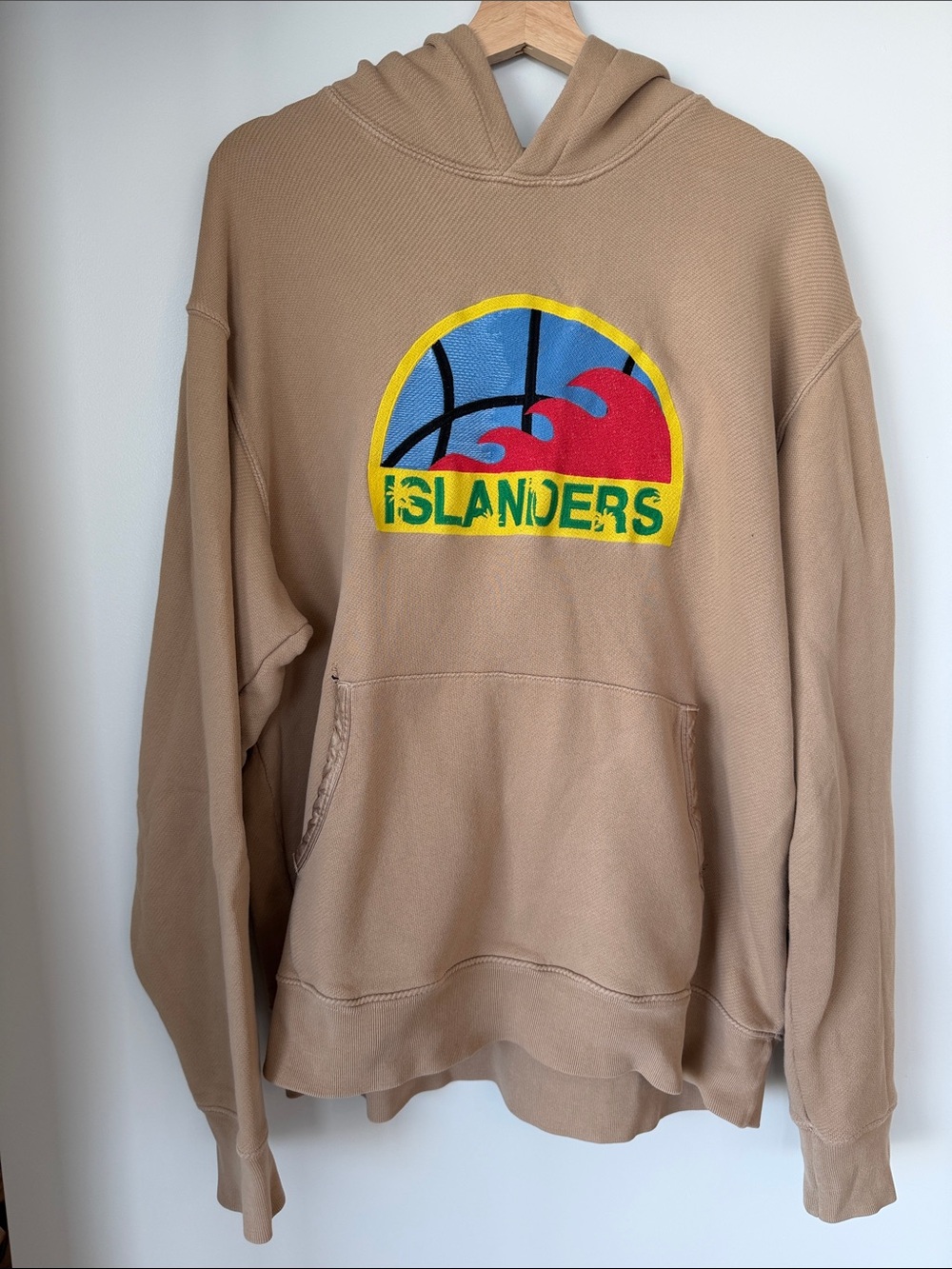 Just Don Islanders Logo Tan Hoodie Sweater - Men's Casual Pullover